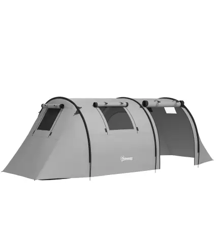 Tienda de Campaña para 3 Personas con Ventanas Gancho Bolsa de Transporte Impermeable 3000 mm 470x220x150 cm Verde