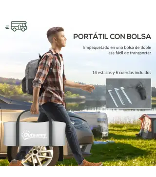 Tienda de Campaña para 3 Personas con Ventanas Gancho Bolsa de Transporte Impermeable 3000 mm 470x220x150 cm Verde