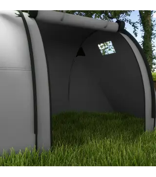 Tienda de Campaña para 3 Personas con Ventanas Gancho Bolsa de Transporte Impermeable 3000 mm 470x220x150 cm Verde