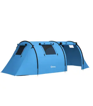 Tienda de Campaña para 3 Personas con Ventanas Gancho Bolsa de Transporte Impermeable 3000 mm 470x220x150 cm Azul Celeste