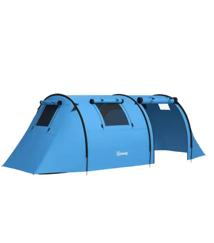 Tienda de Campaña para 3 Personas con Ventanas Gancho Bolsa de Transporte Impermeable 3000 mm 470x220x150 cm Azul Celeste