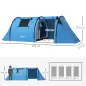 Tienda de Campaña para 3 Personas con Ventanas Gancho Bolsa de Transporte Impermeable 3000 mm 470x220x150 cm Azul Celeste