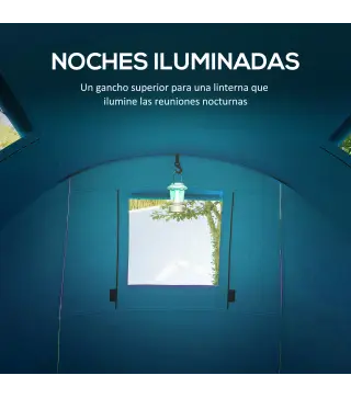 Tienda de Campaña para 3 Personas con Ventanas Gancho Bolsa de Transporte Impermeable 3000 mm 470x220x150 cm Azul Celeste