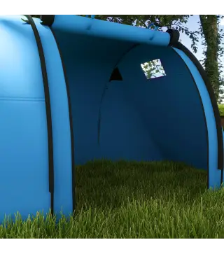 Tienda de Campaña para 3 Personas con Ventanas Gancho Bolsa de Transporte Impermeable 3000 mm 470x220x150 cm Azul Celeste