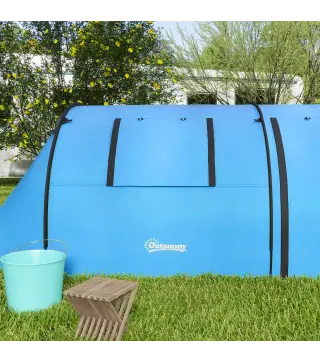 Tienda de Campaña para 3 Personas con Ventanas Gancho Bolsa de Transporte Impermeable 3000 mm 470x220x150 cm Azul Celeste