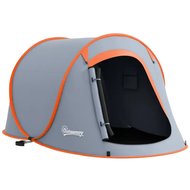 Tienda de Campaña Pop-Up para 2-3 Personas Plegable Impermeable de 2000 mm con Bolsa de Transporte 245x148x105 cm Gris