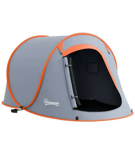 Tienda de Campaña Pop-Up para 2-3 Personas Plegable Impermeable de 2000 mm con Bolsa de Transporte 245x148x105 cm Gris