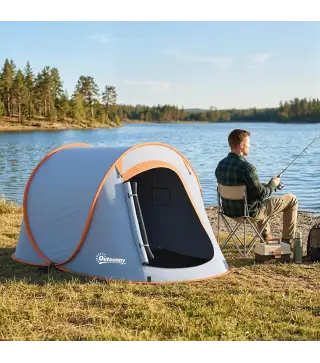 Tienda de Campaña Pop-Up para 2-3 Personas Plegable Impermeable de 2000 mm con Bolsa de Transporte 245x148x105 cm Gris