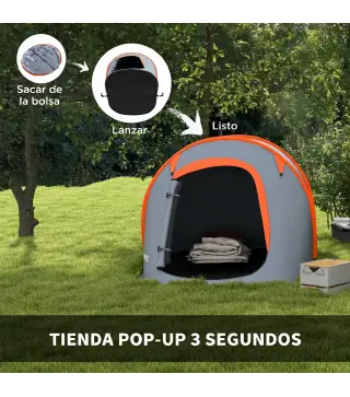 Tienda de Campaña Pop-Up para 2-3 Personas Plegable Impermeable de 2000 mm con Bolsa de Transporte 245x148x105 cm Gris