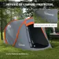 Tienda de Campaña Pop-Up para 2-3 Personas Plegable Impermeable de 2000 mm con Bolsa de Transporte 245x148x105 cm Gris