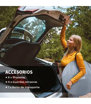 Tienda de Campaña Pop-Up para 2-3 Personas Plegable Impermeable de 2000 mm con Bolsa de Transporte 245x148x105 cm Gris
