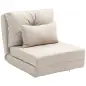 Sofá Cama Individual Plegable Sofá Cama Tapizado en Lino con Respaldo Ajustable 5 Posiciones 1 Almohada Beige Sofá Cama Individual Plegable Sofá Cama Tapizado en Lino con Respaldo Ajustable 5 Posiciones 1 Almohada Beige