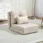 Sofá Cama Individual Plegable Sofá Cama Tapizado en Lino con Respaldo Ajustable 5 Posiciones 1 Almohada Beige Sofá Cama Individual Plegable Sofá Cama Tapizado en Lino con Respaldo Ajustable 5 Posiciones 1 Almohada Beige
