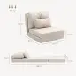 Sofá Cama Individual Plegable Sofá Cama Tapizado en Lino con Respaldo Ajustable 5 Posiciones 1 Almohada Beige Sofá Cama Individual Plegable Sofá Cama Tapizado en Lino con Respaldo Ajustable 5 Posiciones 1 Almohada Beige
