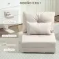 Sofá Cama Individual Plegable Sofá Cama Tapizado en Lino con Respaldo Ajustable 5 Posiciones 1 Almohada Beige Sofá Cama Individual Plegable Sofá Cama Tapizado en Lino con Respaldo Ajustable 5 Posiciones 1 Almohada Beige
