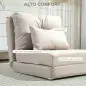 Sofá Cama Individual Plegable Sofá Cama Tapizado en Lino con Respaldo Ajustable 5 Posiciones 1 Almohada Beige Sofá Cama Individual Plegable Sofá Cama Tapizado en Lino con Respaldo Ajustable 5 Posiciones 1 Almohada Beige