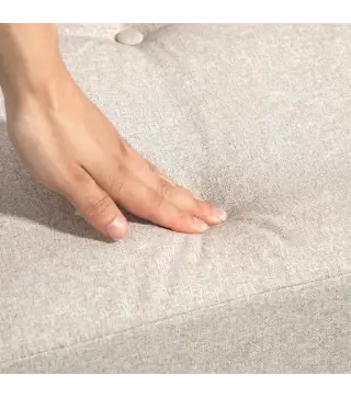 Sofá Cama Individual Plegable Sofá Cama Tapizado en Lino con Respaldo Ajustable 5 Posiciones 1 Almohada Beige
