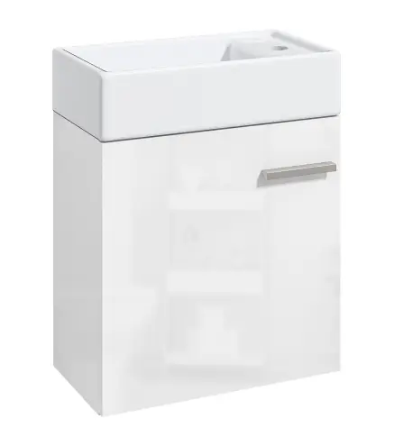 Mueble de Baño con Lavabo de Pared con Puerta con Cierre Suave y Armario 40x23x50 cm Blanco Brillante