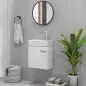 Mueble de Baño con Lavabo de Pared con Puerta con Cierre Suave y Armario 40x23x50 cm Blanco Brillante