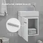 Mueble de Baño con Lavabo de Pared con Puerta con Cierre Suave y Armario 40x23x50 cm Blanco Brillante