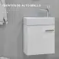 Mueble de Baño con Lavabo de Pared con Puerta con Cierre Suave y Armario 40x23x50 cm Blanco Brillante