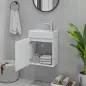 Mueble de Baño con Lavabo de Pared con Puerta con Cierre Suave y Armario 40x23x50 cm Blanco Brillante