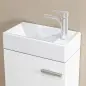 Mueble de Baño con Lavabo de Pared con Puerta con Cierre Suave y Armario 40x23x50 cm Blanco Brillante