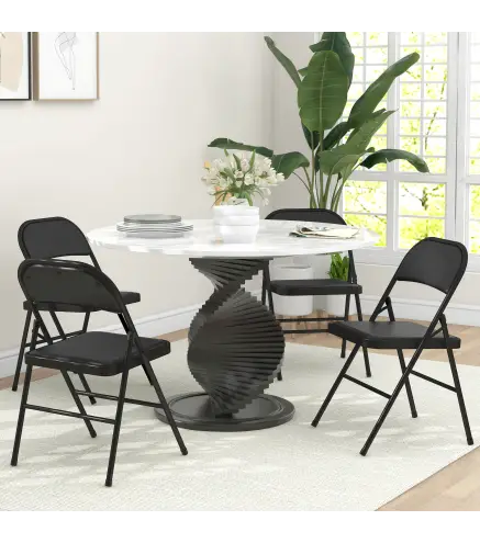 Juego de 4 Sillas Plegables Acolchadas con Respaldo y Estructura de Acero para Salón Comedor Cocina 45x46x78 cm Negro