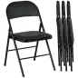 Juego de 4 Sillas Plegables Acolchadas con Respaldo y Estructura de Acero para Salón Comedor Cocina 45x46x78 cm Negro