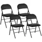 Juego de 4 Sillas Plegables Acolchadas con Respaldo y Estructura de Acero para Salón Comedor Cocina 45x46x78 cm Negro