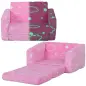 Sofá Infantil Plegable 2 en 1 Tapizado de Tela Luminosa con Patrón de Nubes Cojín y Funda Lavables Rosa Sofá Infantil Plegable 2 en 1 Tapizado de Tela Luminosa con Patrón de Nubes Cojín y Funda Lavables Rosa