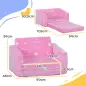 Sofá Infantil Plegable 2 en 1 Tapizado de Tela Luminosa con Patrón de Nubes Cojín y Funda Lavables Rosa Sofá Infantil Plegable 2 en 1 Tapizado de Tela Luminosa con Patrón de Nubes Cojín y Funda Lavables Rosa