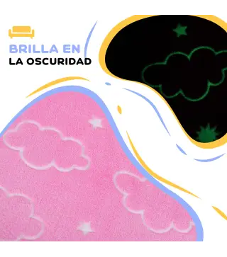 Sofá Infantil Plegable 2 en 1 Tapizado de Tela Luminosa con Patrón de Nubes Cojín y Funda Lavables Rosa