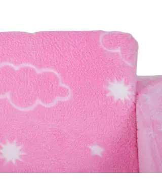 Sofá Infantil Plegable 2 en 1 Tapizado de Tela Luminosa con Patrón de Nubes Cojín y Funda Lavables Rosa