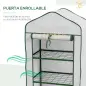 Invernadero de Jardín con 3 Estantes 1 Puerta con Cremallera para Cultivo de Plantas 59x39x127 cm Blanco