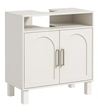 Mueble Bajo Lavabo con Estante Ajustable para Lavabos sin Pedestal 60x30x63 cm Blanco Crema