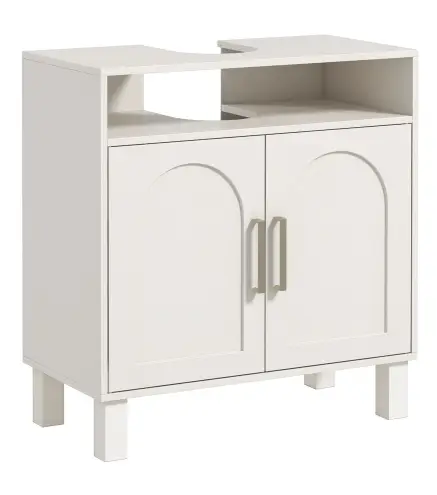 Mueble Bajo Lavabo con Estante Ajustable para Lavabos sin Pedestal 60x30x63 cm Blanco Crema