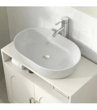 Mueble Bajo Lavabo con Estante Ajustable para Lavabos sin Pedestal 60x30x63 cm Blanco Crema