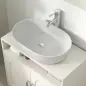 Mueble Bajo Lavabo con Estante Ajustable para Lavabos sin Pedestal 60x30x63 cm Blanco Crema Mueble Bajo Lavabo con Estante Ajustable para Lavabos sin Pedestal 60x30x63 cm Blanco Crema