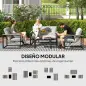 Conjunto de Muebles de Jardín de 4 Piezas con Sofá de 2 Plazas y 2 Butacas con Cojines y Mesa de Centro de Vidrio Gris