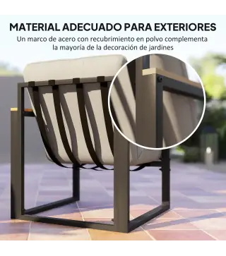 Conjunto de Muebles de Jardín de 4 Piezas con Sofá de 2 Plazas y 2 Butacas con Cojines y Mesa de Centro de Vidrio Gris