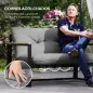 Conjunto de Muebles de Jardín de 4 Piezas con Sofá de 2 Plazas y 2 Butacas con Cojines y Mesa de Centro de Vidrio Gris