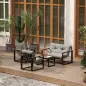 Conjunto de Muebles de Jardín de 4 Piezas con Sofá de 2 Plazas y 2 Butacas con Cojines y Mesa de Centro de Vidrio Gris