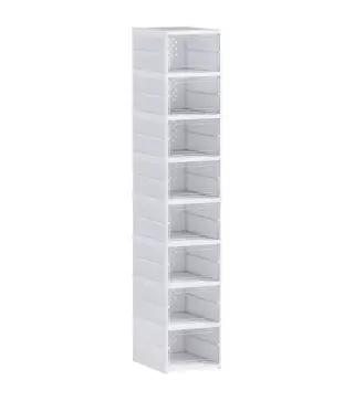 8 Cajas para Zapatos Apilables y Plegable con Puertas Transparentes hasta Talla 43 No Requiere Montaje Blanco