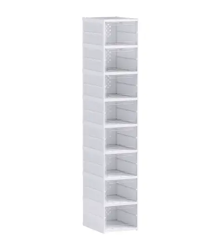 8 Cajas para Zapatos Apilables y Plegable con Puertas Transparentes hasta Talla 43 No Requiere Montaje Blanco