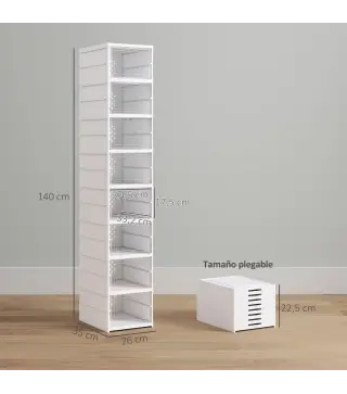 8 Cajas para Zapatos Apilables y Plegable con Puertas Transparentes hasta Talla 43 No Requiere Montaje Blanco
