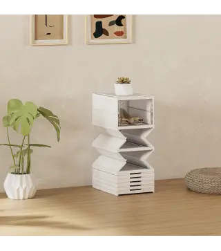 8 Cajas para Zapatos Apilables y Plegable con Puertas Transparentes hasta Talla 43 No Requiere Montaje Blanco
