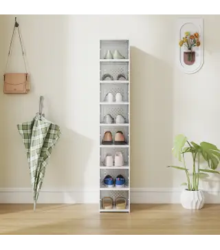 8 Cajas para Zapatos Apilables y Plegable con Puertas Transparentes hasta Talla 43 No Requiere Montaje Blanco