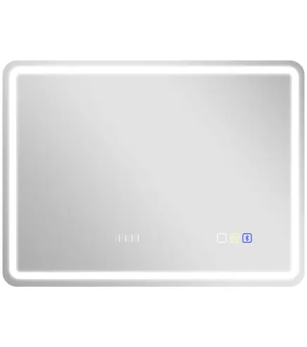 Espejo de Baño con Luz LED 80x60 cm con Bluetooth 3 Colores de Luz Reloj Digital Función Antivaho Función de Memoria