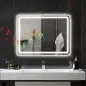 Espejo de Baño con Luz LED 80x60 cm con Bluetooth 3 Colores de Luz Reloj Digital Función Antivaho Función de Memoria